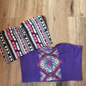 Arizona Rouched Front Aztec Tube Top Lot